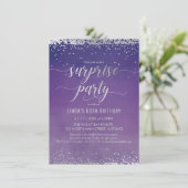 サプライズ誕生日パーティー – 水彩銀色 招待状 (スタンド正面)