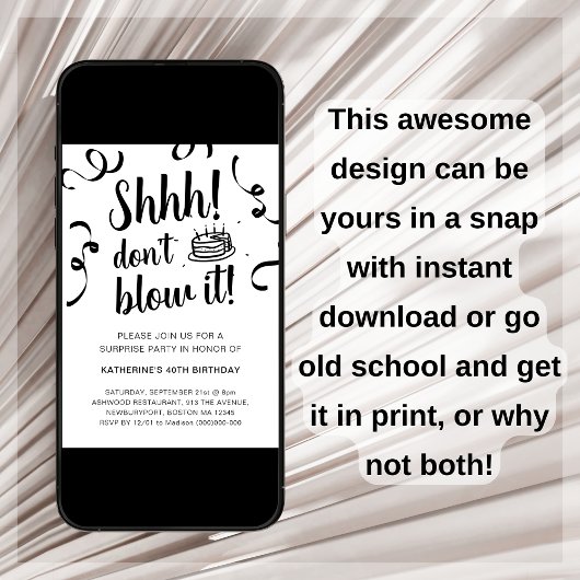 サプライズ誕生日パーティー | Itを使用しな吹い招待状 招待状