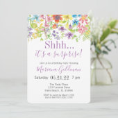 サプライズ誕生日パープルワイルドフラワーズパーティー 招待状 (スタンド正面)