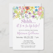 サプライズ誕生日パープルワイルドフラワーズパーティー 招待状 (正面)