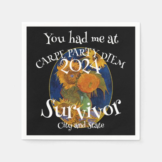 サプライズ誕生日フェスティバルブロック2024パーティー スタンダードカクテルナプキン (正面)