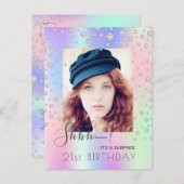 サプライズ誕生日フォトレインボーダイヤモンド招待 ポストカード (正面/裏面)