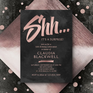 サプライズ誕生日ブラックバラ金ゴールド 招待状