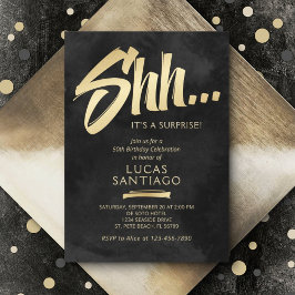サプライズ誕生日ブラック金ゴールド 招待状