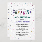 サプライズ誕生日メンズ水玉模様パーティの招待状 招待状 (正面/裏面)