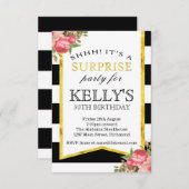 サプライズ誕生日招待状 – ウィメンズ誕生日 招待状 (正面/裏面)