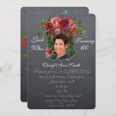 サプライズ誕生日招待状 – ウーメンス#誕生日 招待状 (正面/裏面)