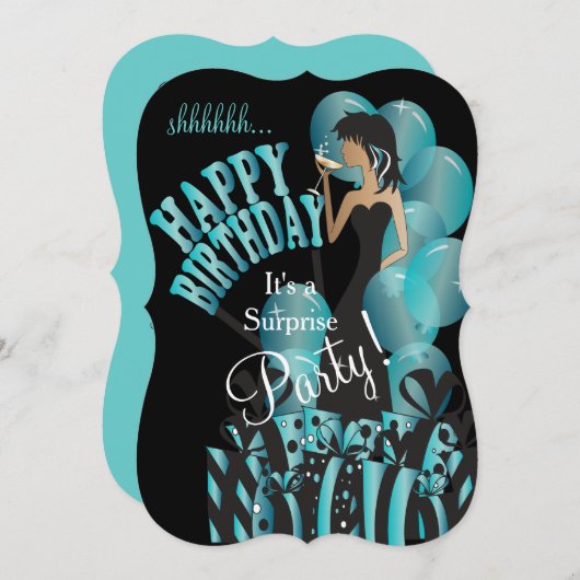 サプライズ誕生日招待状、クラシー·ガールズ·パーティー 招待状 (正面/裏面)