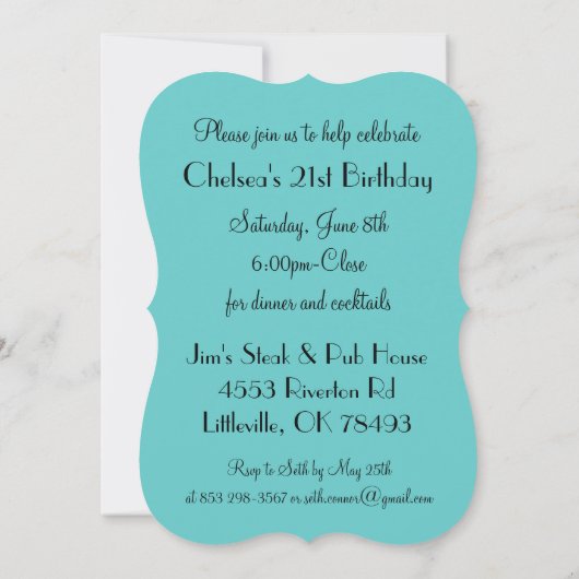 サプライズ誕生日招待状、クラシー·ガールズ·パーティー 招待状 (裏面)