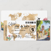 サプライズ誕生日搭乗パストリップチケットメキシコ 招待状 (正面/裏面)