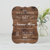 サプライズ誕生日素朴パーティーウッド任意の年齢 招待状 (スタンド正面)