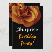 サプライズ誕生日金ゴールドバラ名前をカスタムする 招待状 (正面/裏面)