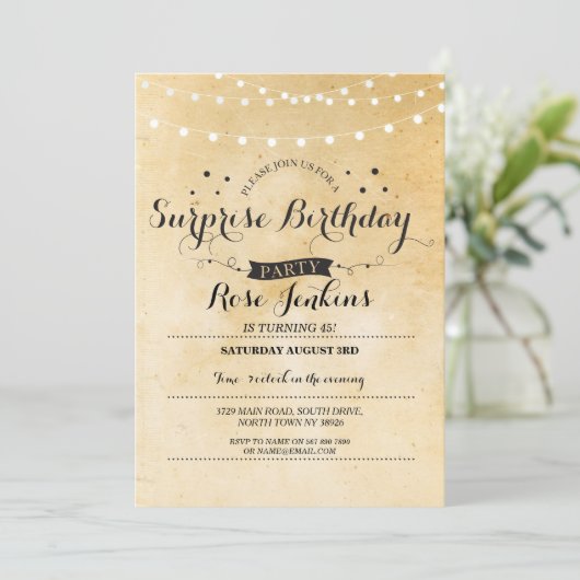 サプライズ誕生日40th 50th 60thフローラ招待状 招待状 (スタンド正面)