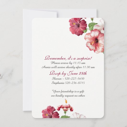 サプライズ誕生日 招待状 (裏面)