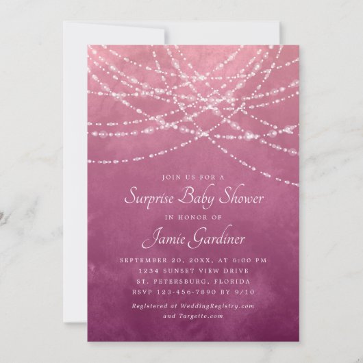 サプライズ赤ちゃんシャワー少女 招待状 (正面)