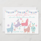 サプライズ踊りラマスがベビーシャワーを通ってドライブ 招待状 (正面)