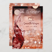 サプライズ退職パーティの招待状バラ金ゴールド 招待状 (正面/裏面)