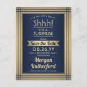 サプライズ退職パーティー海軍金ゴールド保存日 案内ポストカード (正面)