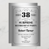 サプライズ退職パーティー - シルバー ブラック 招待状 (正面/裏面)