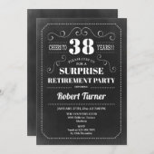 サプライズ退職パーティー - ブラックボードパターン 招待状 (正面/裏面)