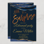 サプライズ退職パーティー、金ゴールド、海軍 招待状 (正面/裏面)