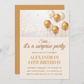 サプライズ金ゴールドバルーン44歳の誕生日招待状 招待状 (正面/裏面)