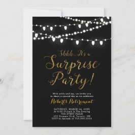 サプライズ金ゴールド退職パーティの招待状カード 招待状