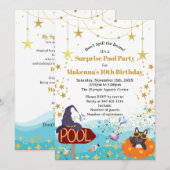 サプライズ魔法使いプールパーティー 招待状 (正面/裏面)