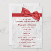 サプライズ２０歳の誕生日パーティー　ダマスクとリボン 招待状 (裏面)