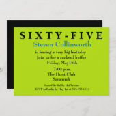 サプライズ６５歳の誕生日パーティー招待状 招待状 (正面/裏面)