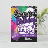 サプライズ00誕生日と風船(紫) 招待状 (スタンド正面)