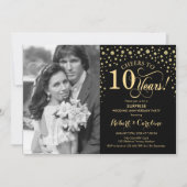 サプライズ10周年フォトブラックゴールド 招待状 (正面)
