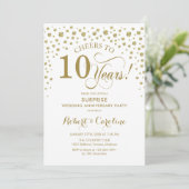 サプライズ10周年記念パーティー - ゴールド ホワイト 招待状 (スタンド正面)