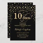 サプライズ10周年記念祝賀会 - ブラックゴールド 招待状 (正面/裏面)