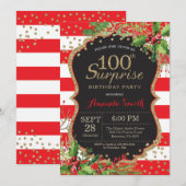 サプライズ100歳の誕生日招待状 クリスマス ゴールド 招待状 (正面/裏面)