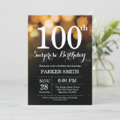 サプライズ100歳の誕生日招待状 ゴールドグリッター 招待状 (スタンド正面)