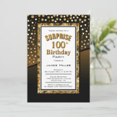 サプライズ100歳の誕生日 黒と金 招待状 (スタンド正面)
