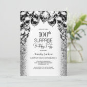 サプライズ100誕生日白黒バルーンパーティー 招待状 (スタンド正面)