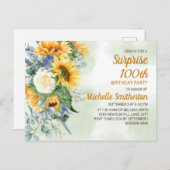 サプライズ100th誕生日ヒマワリEucalyptus ポストカード (正面/裏面)