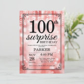 サプライズ100th誕生日招待状レッドグリッター 招待状 (スタンド正面)