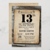 サプライズ13素朴誕生日招待状ヴィンテージ 招待状 (正面/裏面)