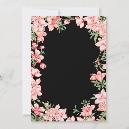 サプライズ13誕生日ピンクフローラフラワーブラック 招待状 (裏面)