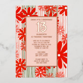 サプライズ13thバースデーパーティー咲くフローラおもしろい 箔招待状 (正面)