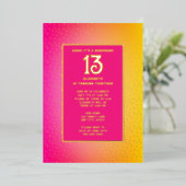 サプライズ13thバースデーパーティー明るい色ブリンギー 箔招待状 (立ち正面)