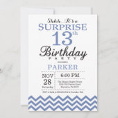 サプライズ13th誕生日ブルーシェブロン 招待状 (正面)