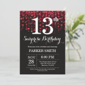 サプライズ13th誕生日招待状レッドグリッター 招待状 (スタンド正面)