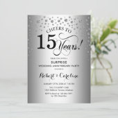 サプライズ15周年パーティー - シルバー ブラック 招待状 (スタンド正面)
