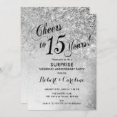 サプライズ15周年結婚記念日 - シルバー 招待状 (正面/裏面)