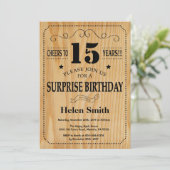 サプライズ15歳の誕生日　ラスティックウッド 招待状 (スタンド正面)