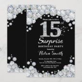 サプライズ15誕生日招待状シルバーダイヤモンド 招待状 (正面/裏面)
